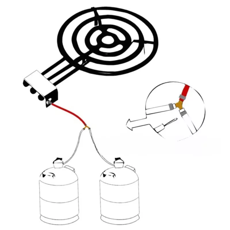 PAELLERO 700 BUTANO GARCIMA de acero inoxidable, diseño circular, compatible con dos bombonas de butano.