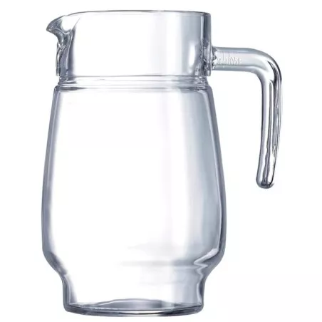 JARRA TIVOLI 1.6 LUMINARC de vidrio transparente con diseño elegante y asa ergonómica ideal para servir bebidas.