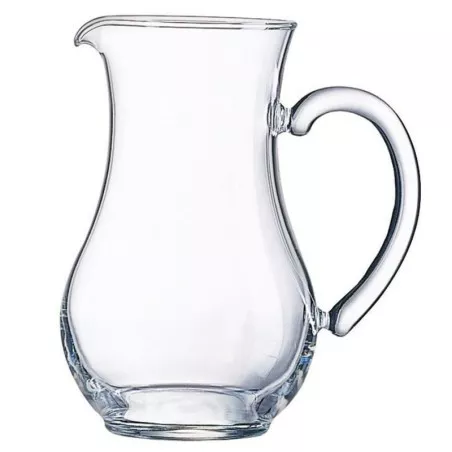 JARRA PICHET 0.5 LUMINARC de vidrio transparente con diseño elegante y asa ergonómica ideal para servir bebidas.