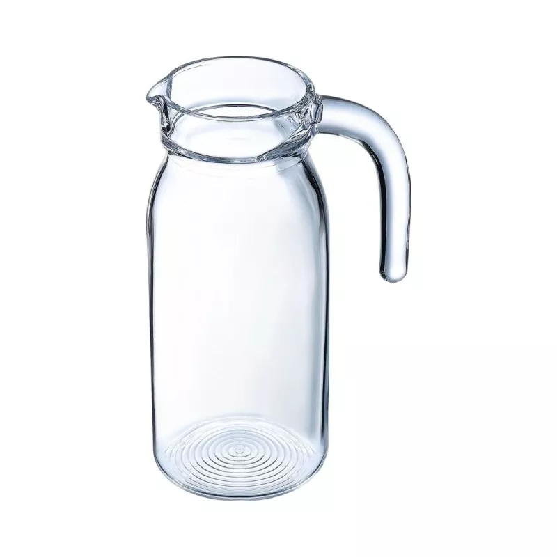 JARRA SPRING ARC 1.L. RFº Q3907 de vidrio transparente con diseño moderno y práctico asa para servir bebidas.