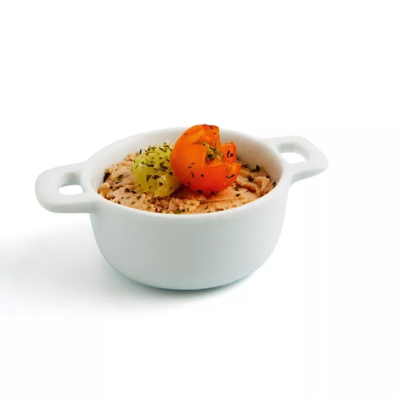 RABANERA 10 CM QUID GASTRO ATUN 7406030 cerámica blanca con asas para servir y presentar alimentos.