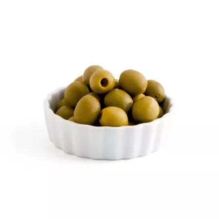 RABANERA 10,5*3 CM. ACEITUNA GASTRO FUN 7406024 cerámica blanca con diseño ovalado, ideal para servir aceitunas.