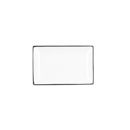 RABANERA 20*13 BLACK QUID GASTRO 5426037 rectangular blanca con borde negro, ideal para servir platos.