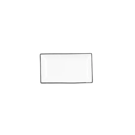 RABANERA 16*9 BLACK QUID GASTRO 5426039 rectangular blanca con borde negro, ideal para presentación de alimentos.