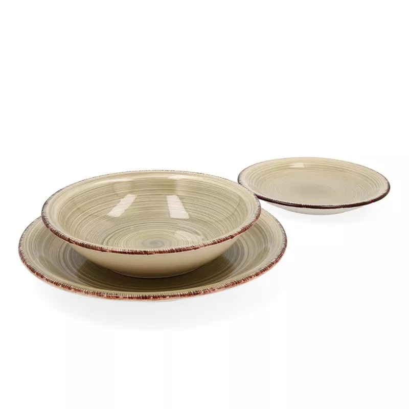 VAJILLA 18 P ARC GRES NATURA VITA QUID de gres natural en tonos beige con diseño artesanal y acabado mate
