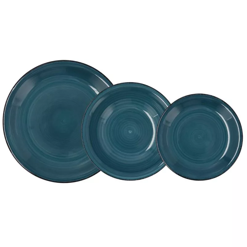 VAJILLA 18 P ARC ZAFIRO VITA QUID CERAMICA en cerámica azul con diseño moderno y acabado brillante, incluye platos grandes y med