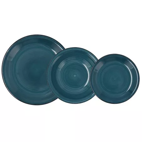 VAJILLA 18 P ARC ZAFIRO VITA QUID CERAMICA en cerámica azul con diseño moderno y acabado brillante, incluye platos grandes y med
