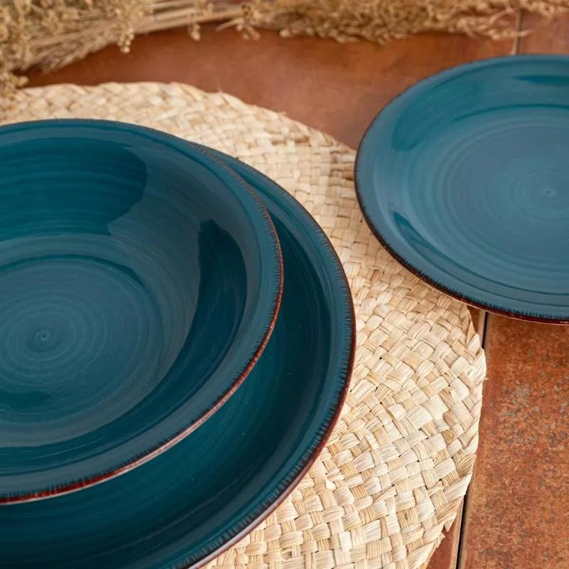 VAJILLA 18 P ARC ZAFIRO VITA QUID CERAMICA en color azul profundo con acabado brillante y diseño elegante, ideal para mesa moder