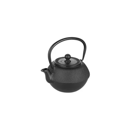 Tetera Hierro Ibili 0,70 negra con diseño texturizado y acabado mate, ideal para preparar infusiones.
