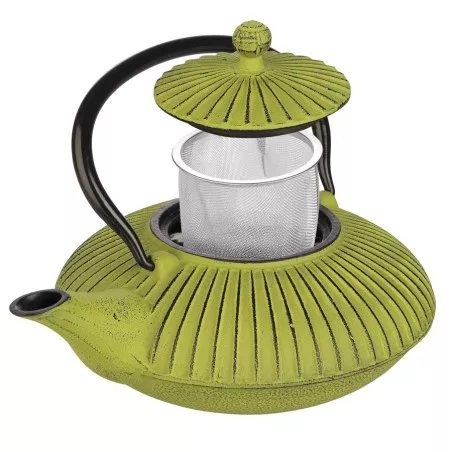 TETERA HIERRO IBILI 0.80 VERDE 620107 con diseño estriado y filtro metálico para infusiones.