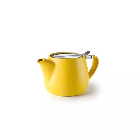 TETERA LUXOR IBILI YELOW 668200Y de cerámica amarilla mate con tapa de acero inoxidable y diseño moderno