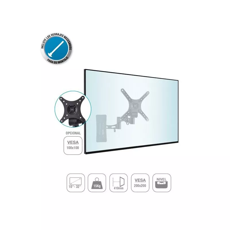 SOPORTE TM LCD DS TMSLC 273 10\"-32\" de acero negro, diseño ajustable VESA, soporte ideal para pantallas planas.