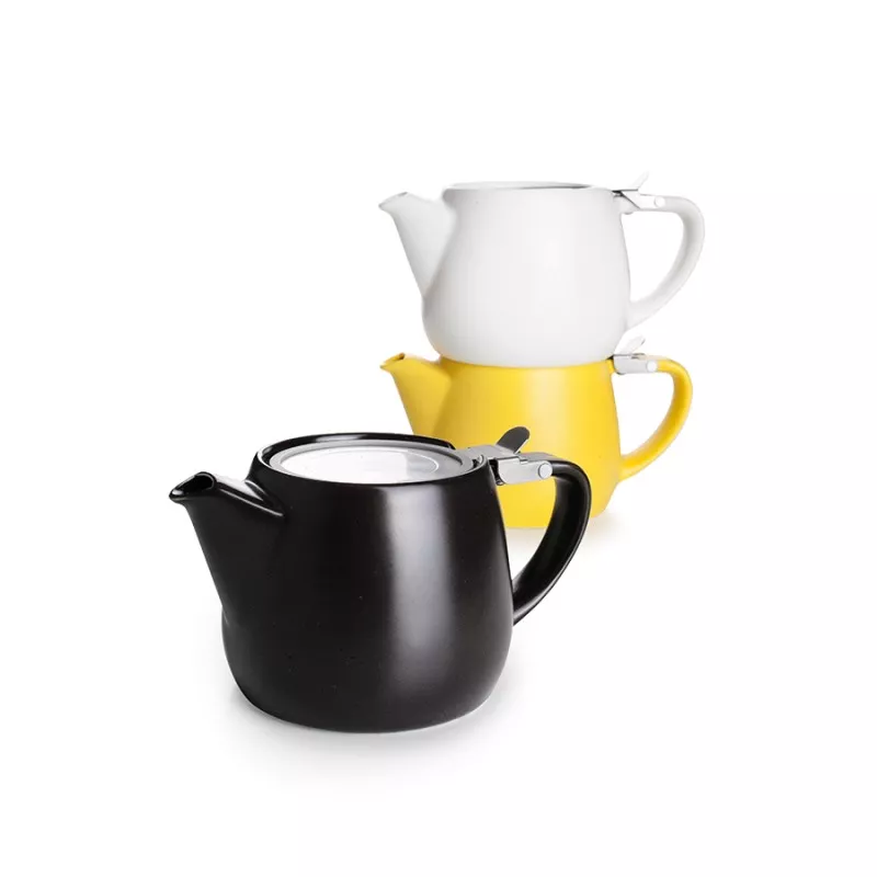 Tetera Luxor Ibili White 668200W de cerámica blanca, diseño moderno y asa ergonómica para servir cómodamente.