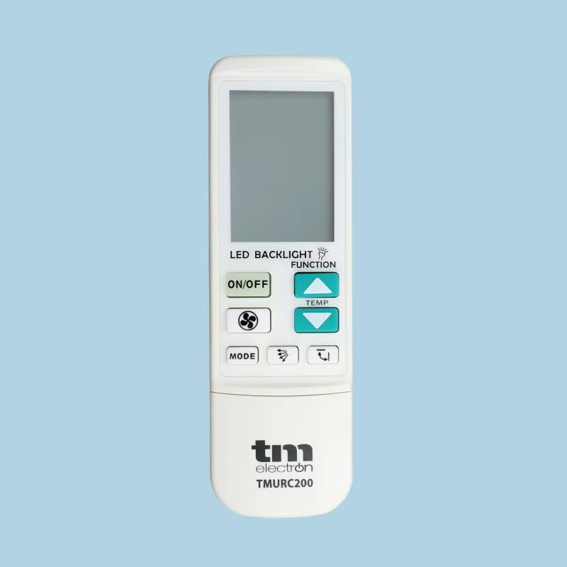 MANDO AIRE ACOND.TM ELECTRON TMUR C200 mando blanco con pantalla LCD y botones de control de temperatura y modos.