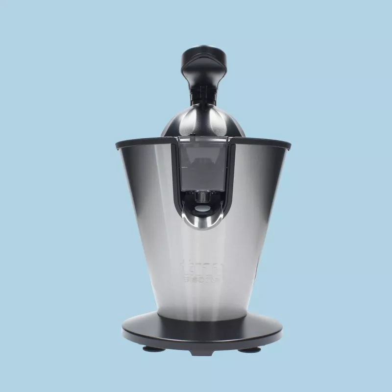 Exprimidor TM Electron TMPEX012 inox 160 W con diseño moderno y acabado brillante en acero inoxidable.