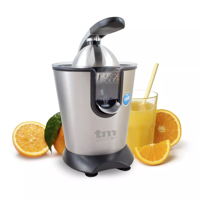 Exprimidor TM Electron TMPEX010 inox 160 W con diseño moderno y acabado acero inoxidable, ideal para hacer jugos.