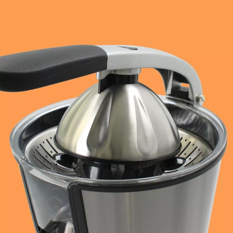 Exprimidor TM Electron TMPEX010 inox 160 W con diseño moderno y acabado en acero inoxidable.