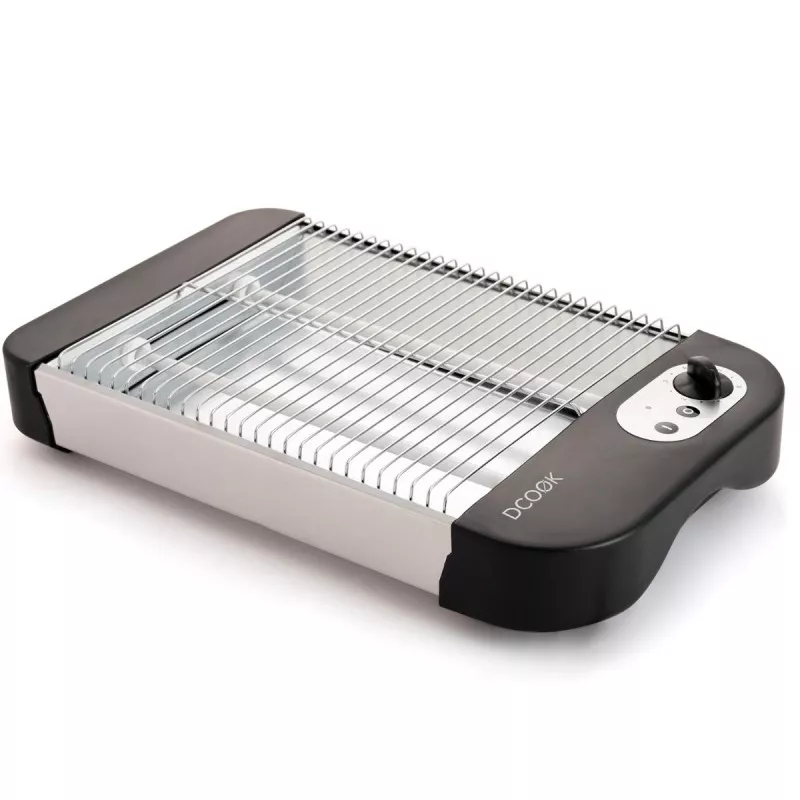 TOSTADOR DCOOK HORIZONTAL de acero inoxidable y diseño moderno, ideal para tostar pan y otros alimentos.