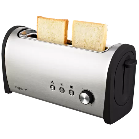 Tostador Nevir NVR-9830 TI inox 1000 W de acero inoxidable con diseño moderno y ranura doble para tostadas.