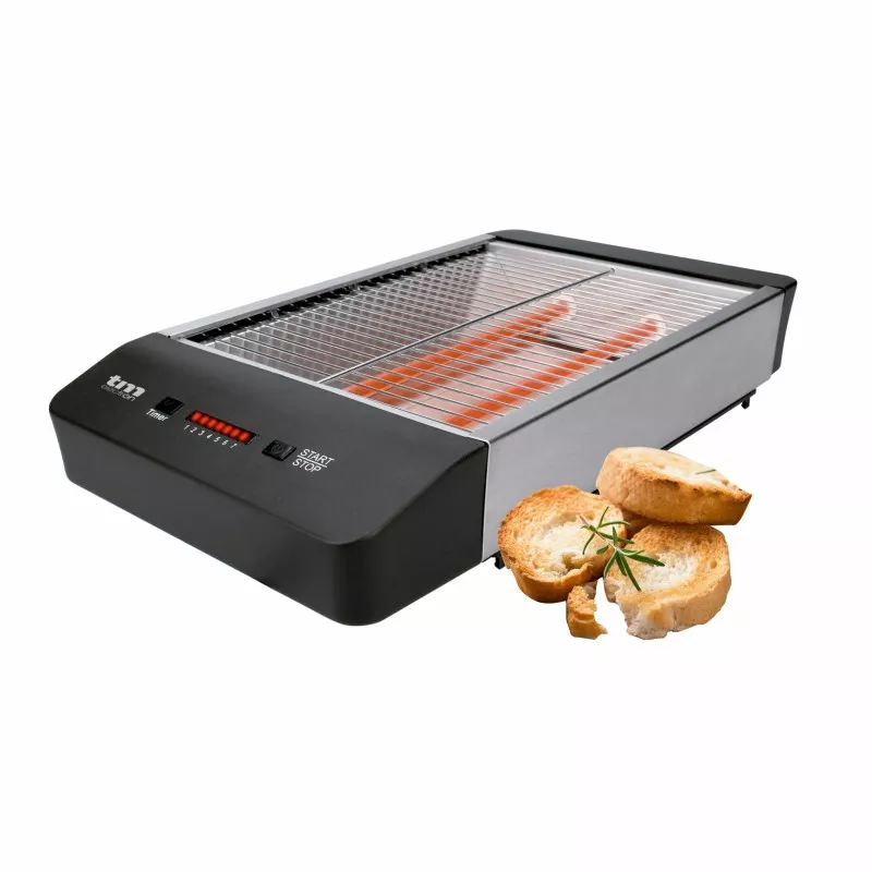 TOSTADOR TM TMPTS006 NEGRO HORIZONTAL con diseño elegante, acabado negro y bandeja de tostado de gran capacidad.