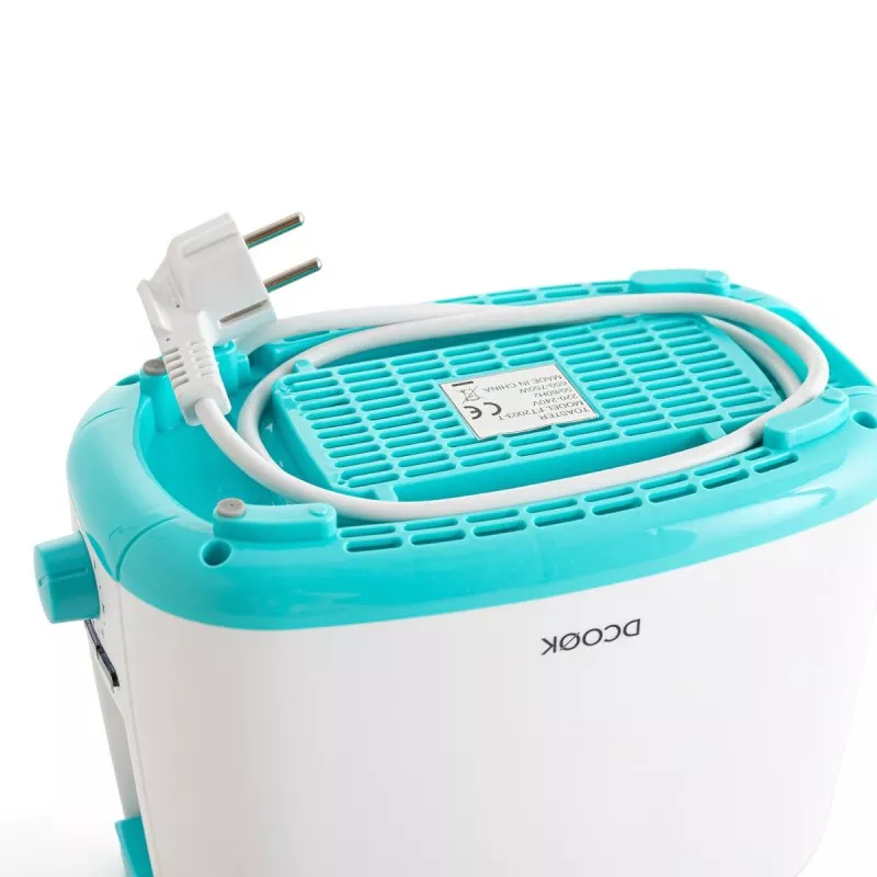TOSTADOR DOBLE RANURA DCOOK BCO 5426810 blanco y azul con bandeja extraíble y sistema antiquemaduras.