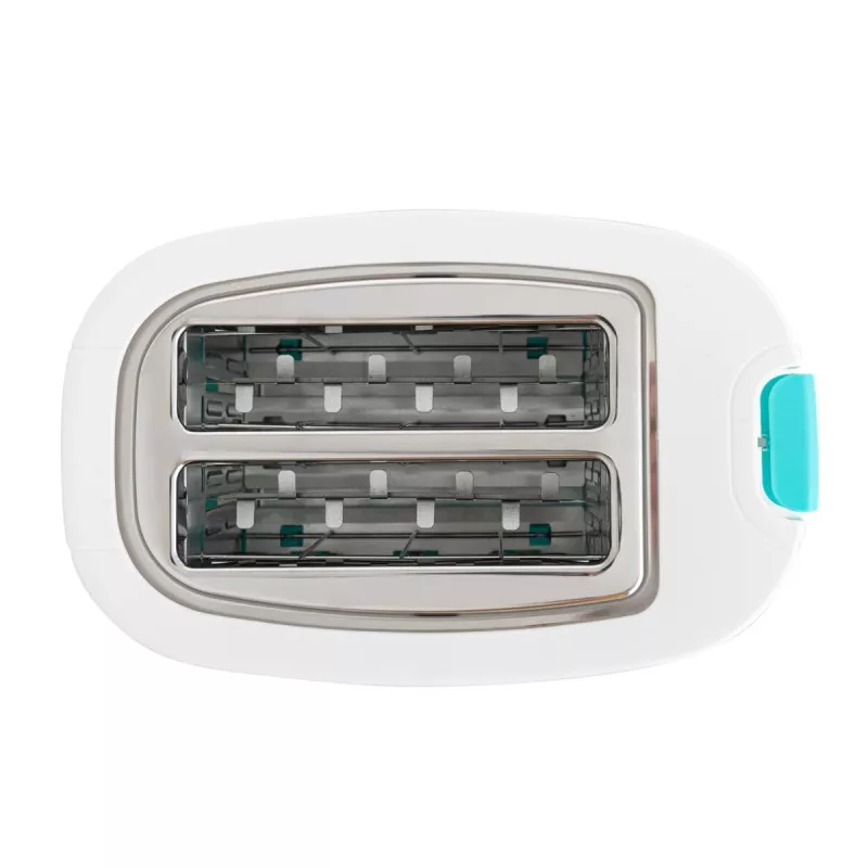 TOSTADOR DOBLE RANURA DCOOK BCO 5426810 blanco con acabados en acero inoxidable y dos ranuras para tostadas.