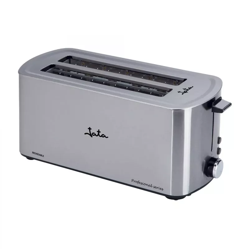 Tostador Jata TT1046 inox doble ranura 1400 W en acabado acero inoxidable brillante y diseño moderno.