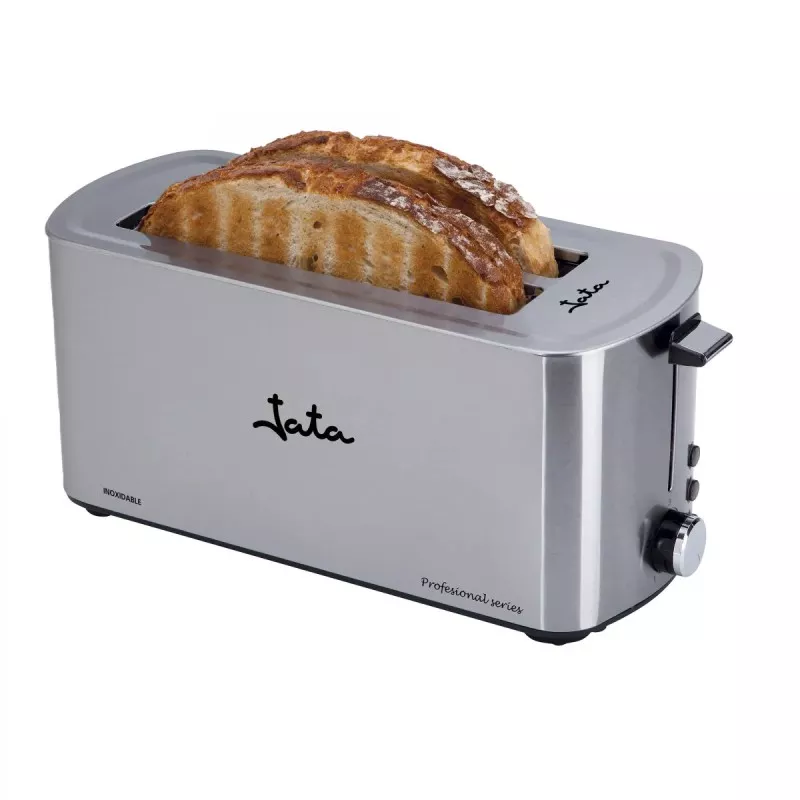 Tostador Jata TT1046 inox doble ranura 1400 W con acabado de acero inoxidable y diseño moderno.