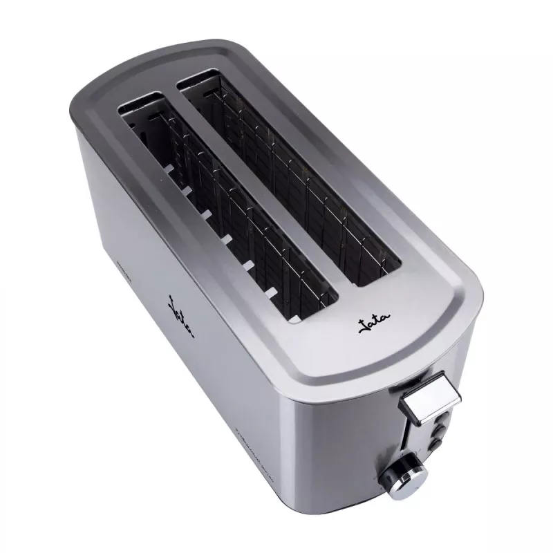 Tostador Jata TT1046 inox doble ranura 1400 W con acabado en acero inoxidable y diseño moderno compacto.