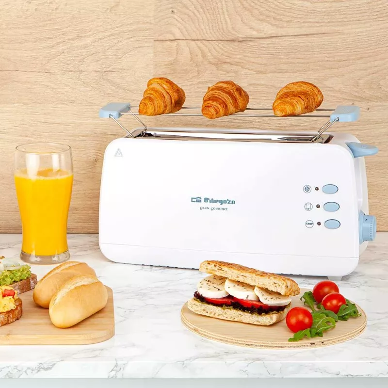 TOSTADOR ORBEGOZO TO 4012 BCO blanco de dos ranuras con diseño moderno y termostato regulable para un tostado perfecto