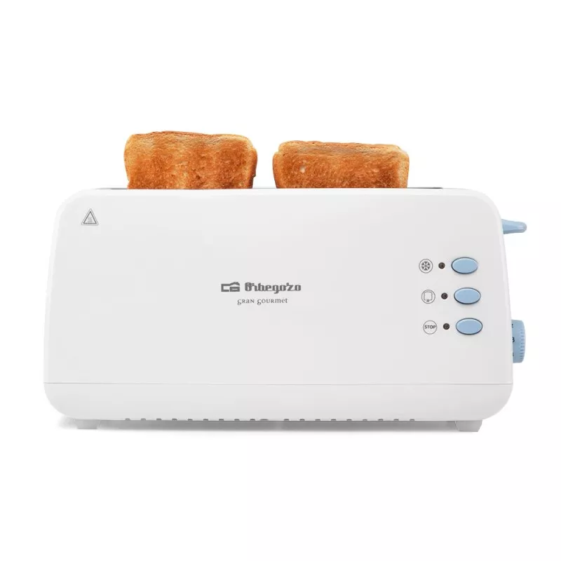 TOSTADOR ORBEGOZO TO 4012 BCO blanco de plástico con capacidad para 2 rebanadas y controles ajustables de tostado