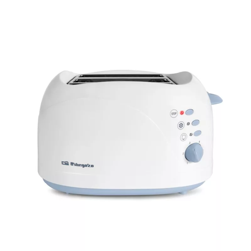TOSTADOR ORBEGOZO TO 3010 BCO blanco, dos ranuras para tostadas y control de dorado ajustable.