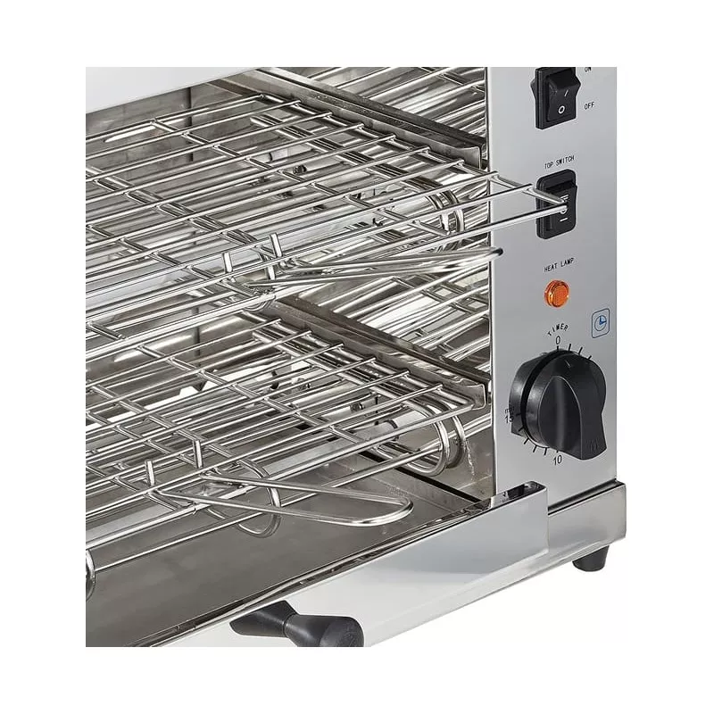 Tostador horizontal Lacor 69173 doble 3600 W de acero inoxidable con rejillas ajustables y termostato regulable.