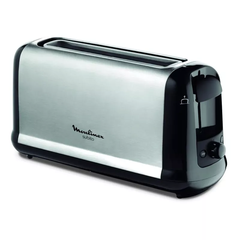 TOSTADOR MOULINEX ACCES. LS260800 MX INOX de acero inoxidable con diseño moderno y ranura larga para diferentes panes