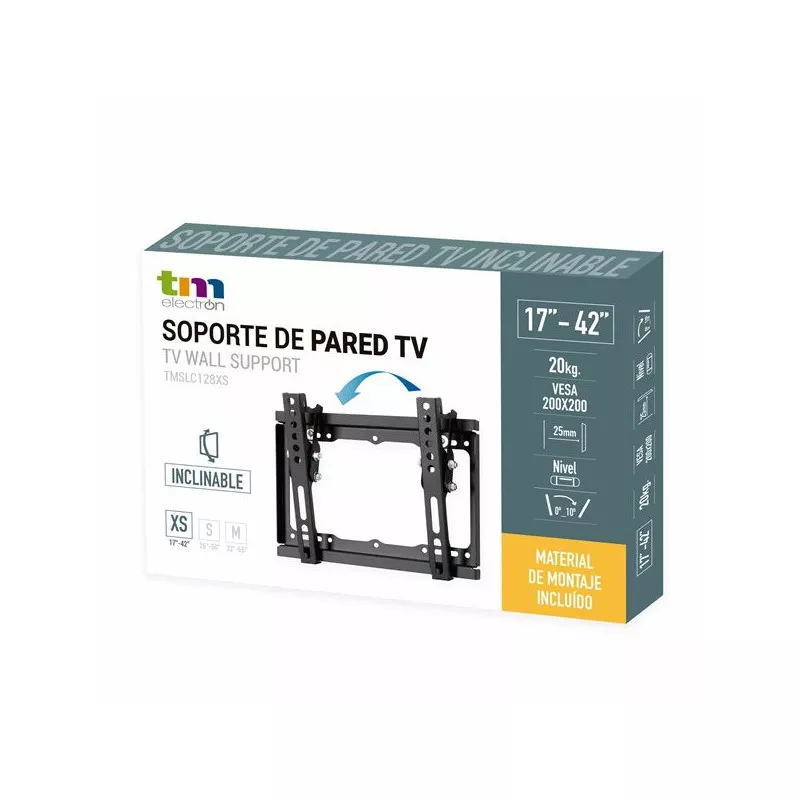 Soporte TM LCD DS TMSLC 128XS 17\"-42\" inclinable color negro, compatible con VESA 200x200, incluye material de montaje.