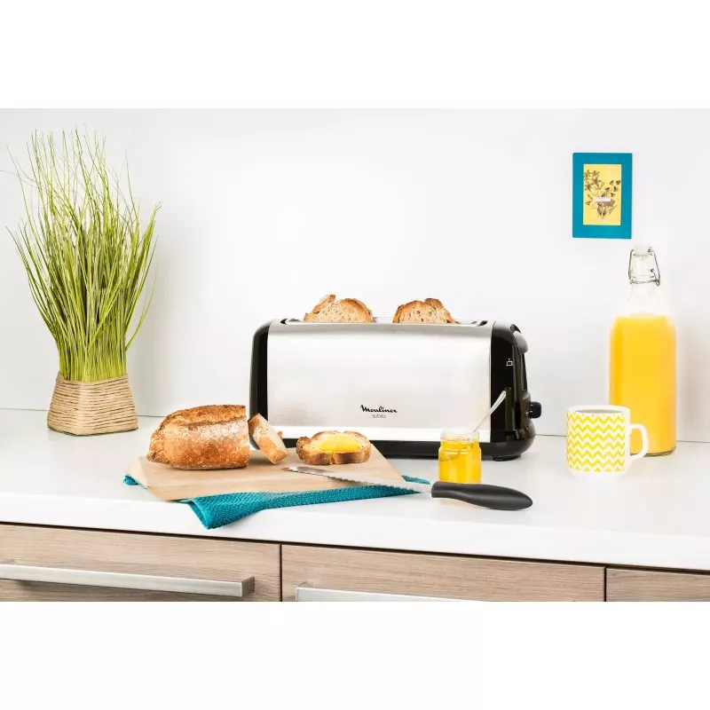 TOSTADOR MOULINEX ACCES. LS260800 MX INOX de acero inoxidable, diseño moderno con capacidad para cuatro rebanadas.