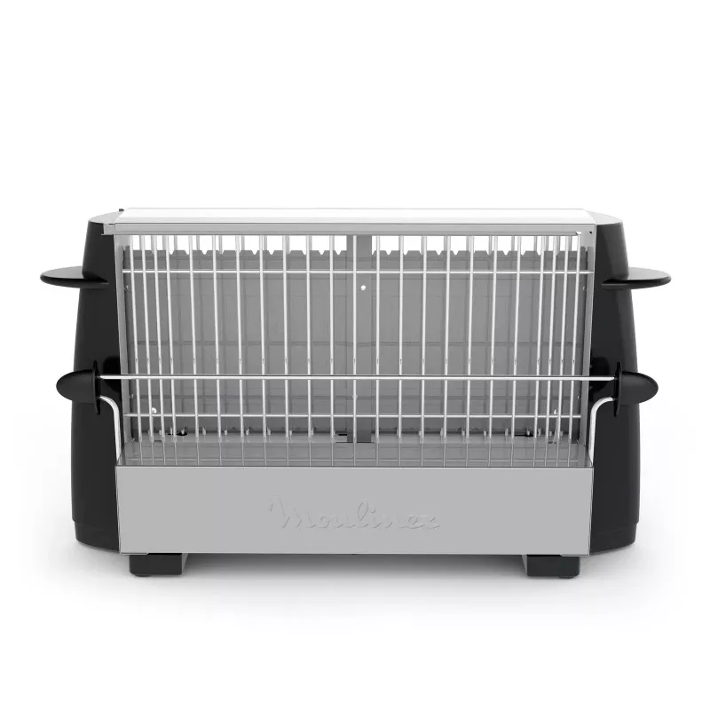 TOSTADOR MOULINEX A15453 MULTIPLAN negro y acero inoxidable, diseño moderno con ranuras amplias para varios tipos de pan