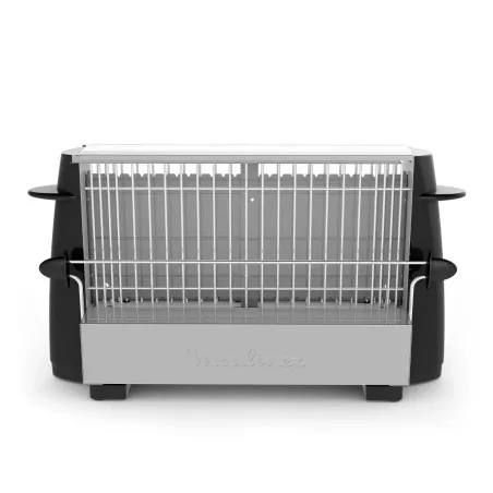 TOSTADOR MOULINEX A15453 MULTIPLAN negro y acero inoxidable, diseño moderno con ranuras amplias para varios tipos de pan