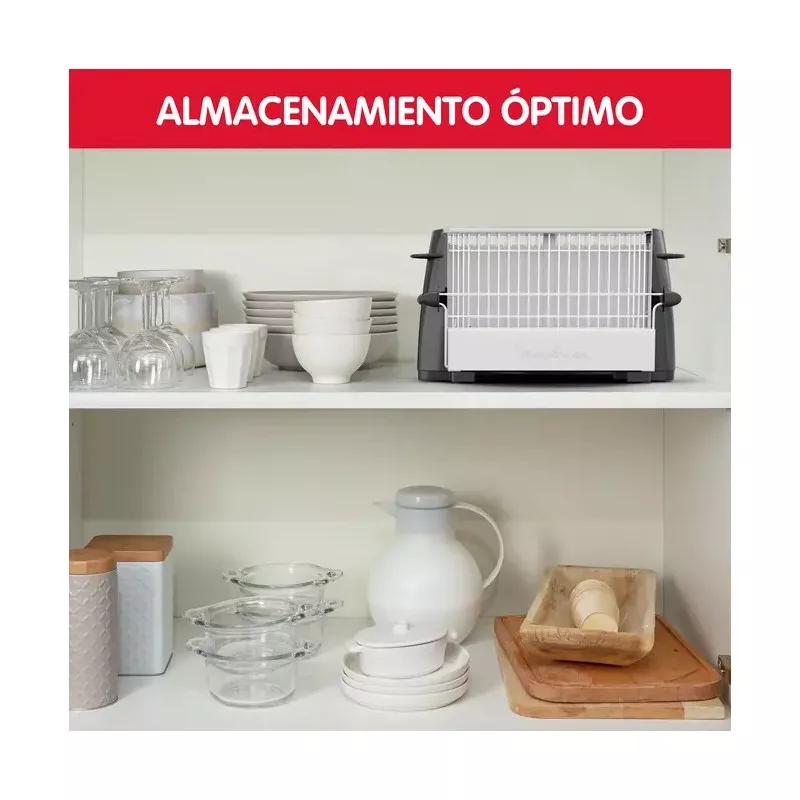 TOSTADOR MOULINEX A15453 MULTIPLAN blanco y negro, diseño compacto con capacidad para dos rebanadas.
