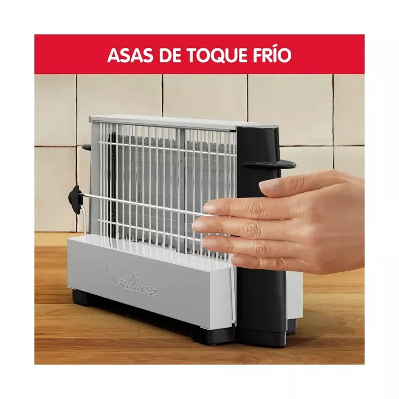 TOSTADOR MOULINEX A15453 MULTIPLAN color blanco con asas de toque frío y diseño compacto para fácil almacenamiento