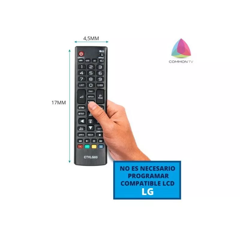MANDO TV L.G. CTVLG03 control remoto negro con botones rápidos y diseño ergonómico, compatible con LCD LG