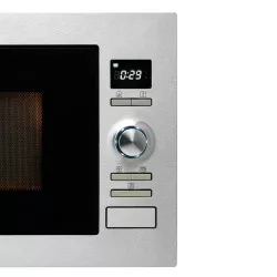MICROONDAS CATA MC 25D de acero inoxidable con diseño moderno y panel de control digital.