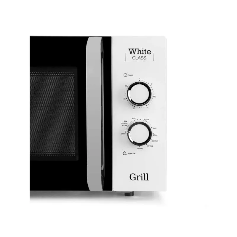 Microondas Orbegozo MIG 3021 30 L grill blanco con diseño moderno y acabados en negro y blanco.
