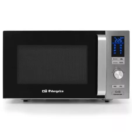 MICROONDAS ORBEG MIG 2528 CO 25 L inox con diseño moderno y acabados en acero inoxidable y negro.