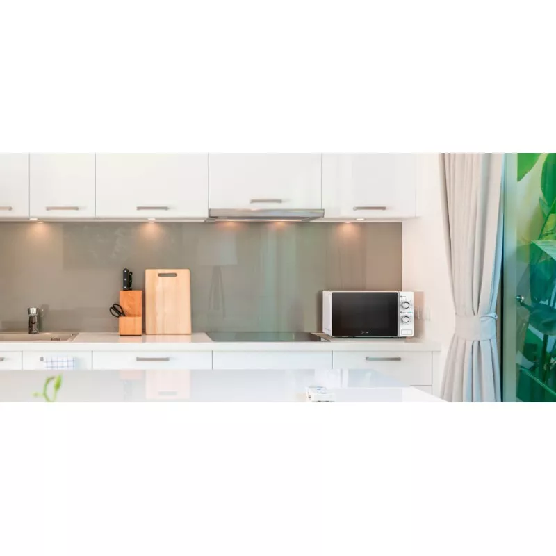MICROONDAS MIDEA MCM208GMWP 700W C/GRILL en color blanco con diseño compacto y acabado elegante para cocinas modernas