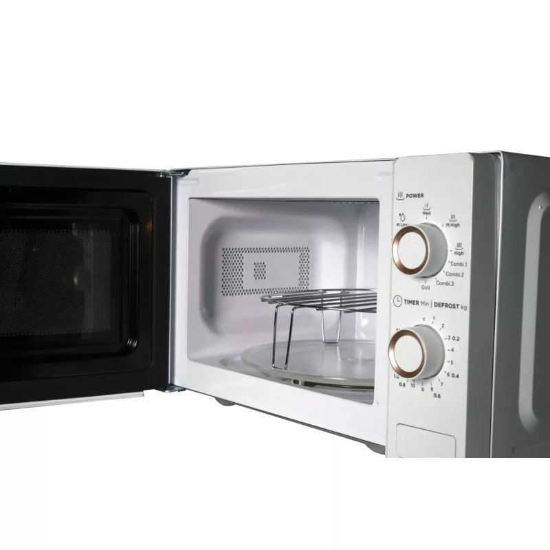 Microondas Midea MCM208GMWP 20 L grill blanco con diseño elegante y interior de acero inoxidable inoxidable