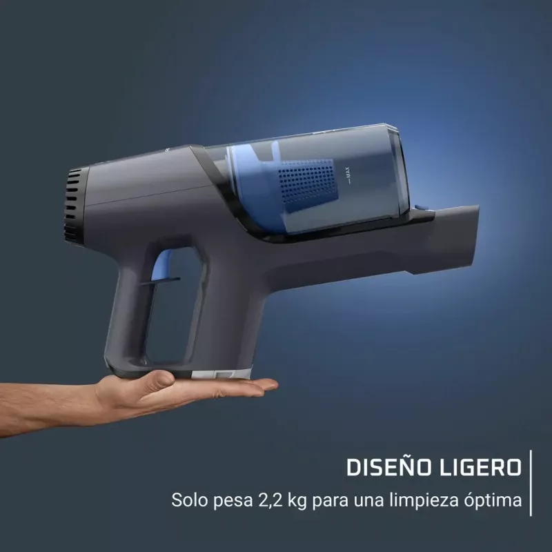 Aspirador escoba sin cable Rowenta RH6929WO X-Pert 3.60 ligero y ergonómico, con peso de 2.2 kg y diseño compacto.