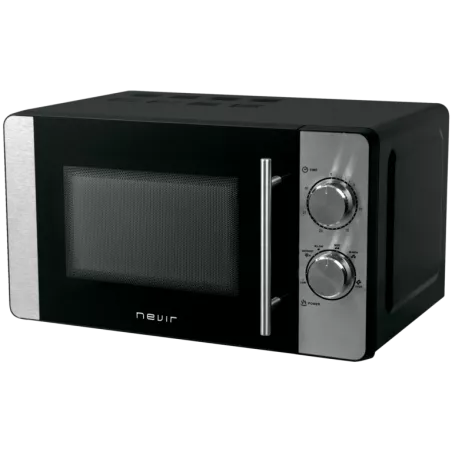 MICROONDAS NEVIR NVR-6234 MS INOX 20 L negro, acabado en acero inoxidable, diseño compacto con mando de control giratorio
