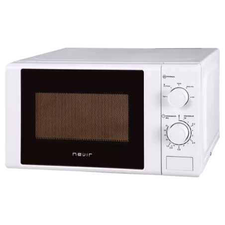 Microondas Nevir NVR-6200M 20 L blanco 700 W con panel de control mecánico y diseño compacto.