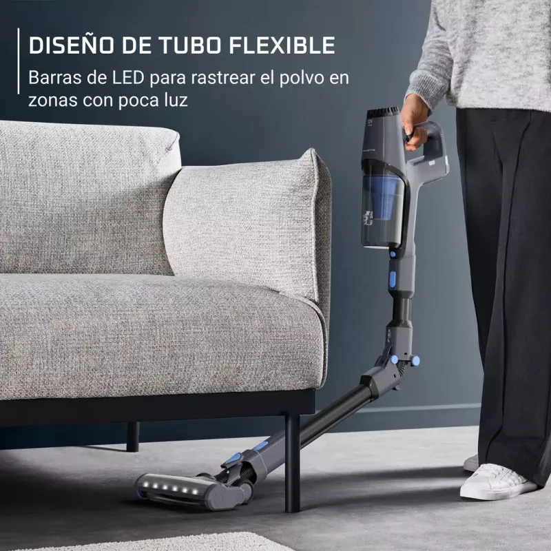 Aspirador escoba sin cable Rowenta RH6929WO X-Pert 3.60 con diseño flexible y luces LED para limpieza en rincones oscuros